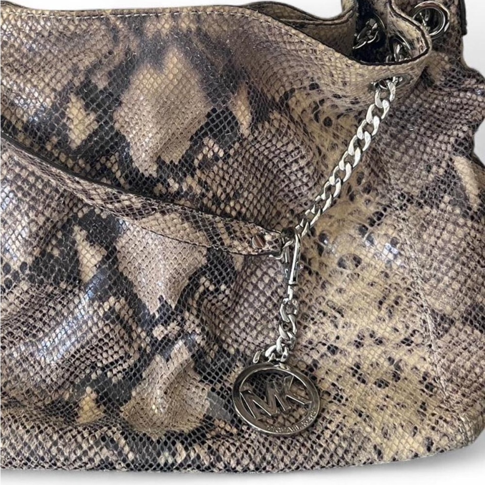 Michael Kors Nolita Large Python Embossed Silver … - image 4